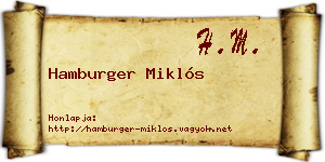 Hamburger Miklós névjegykártya